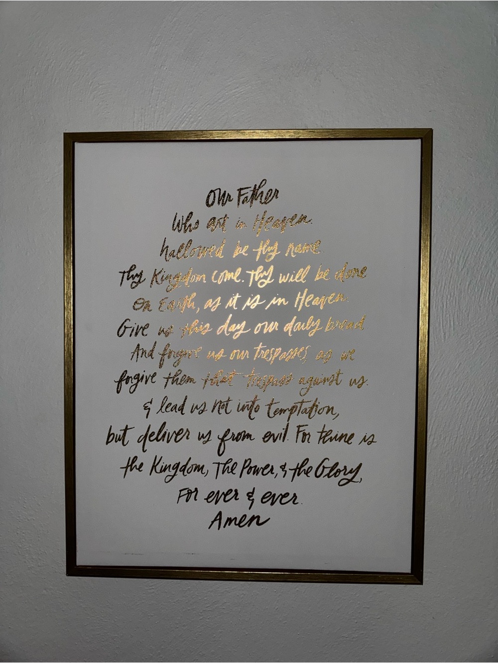 Gold Script Lord’s Prayer Canvas Wall Art - 20”x16”